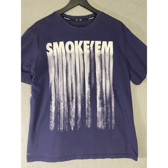 Nike Dri-Fit Smoke ‘Em Graphic T-Shirt Men’s XL Blue Athletic Sports Tee - Picture 7 of 8